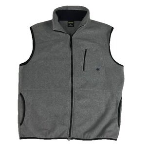 Nautica Competition Men XL Gray Fleece Full Zip Vest Mock Neck Sleeveless Jacket